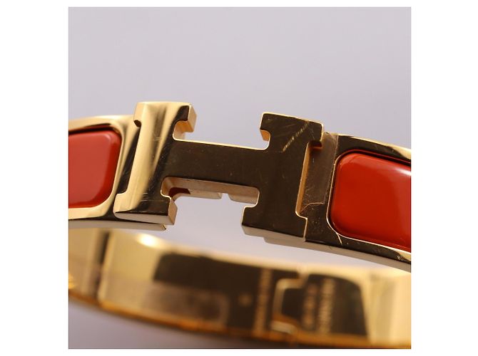 Pulsera Hermès Clic Clac PM Dorado Naranja - vista 7