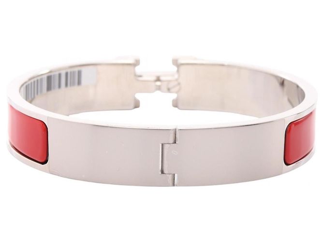 Bracciale Hermès Clic Clac PM Argento Rosso - vista 2
