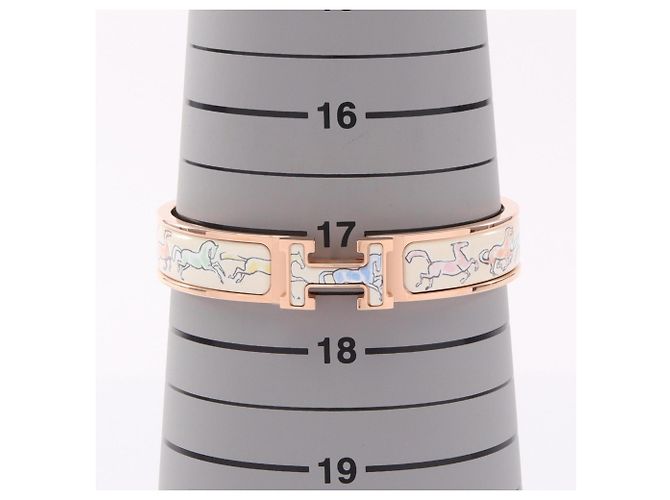 Bracciale Hermès Clic Clac PM Free Horse Multicolore D'oro Crudo - vista 5