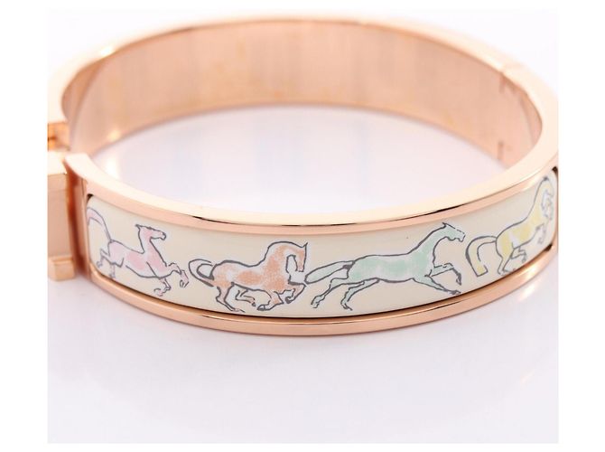 Bracciale Hermès Clic Clac PM Free Horse Multicolore D'oro Crudo - vista 6
