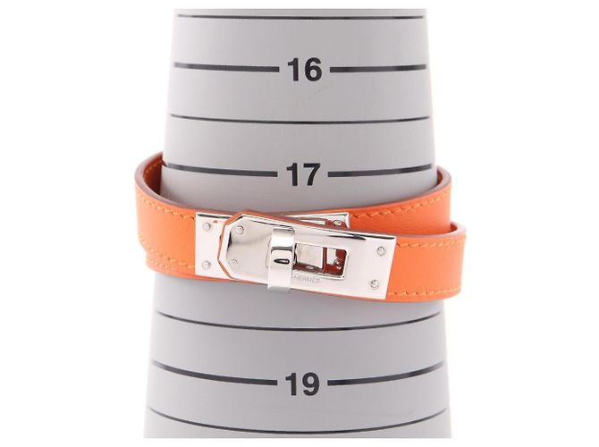 Hermès Bracciale Hermes Kelly Double Tour Argento Arancione - vista 6