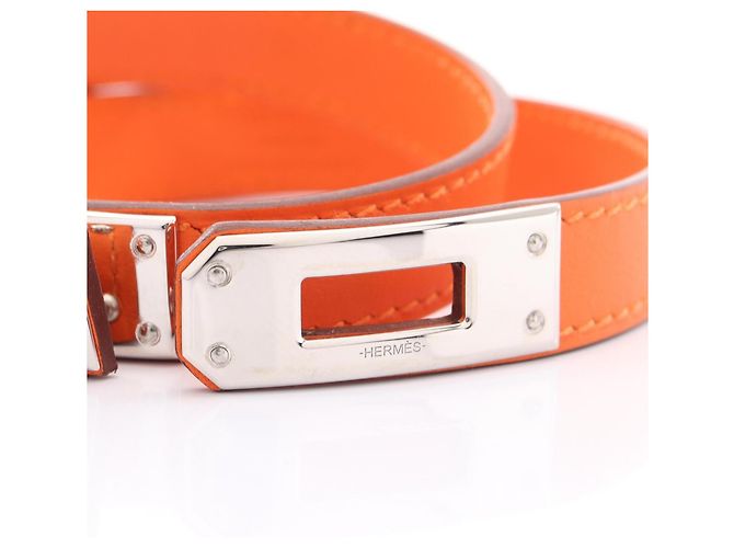 Hermès Bracciale Hermes Kelly Double Tour Argento Arancione - vista 7