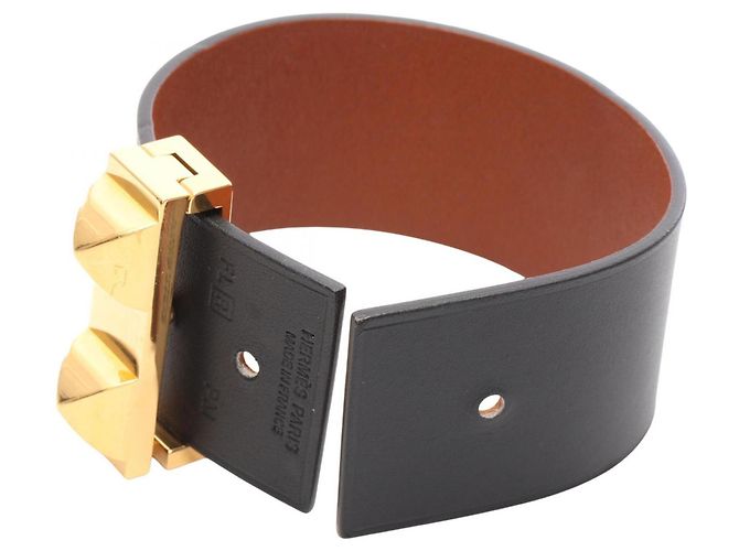Hermès Brazalete Hermes Collier de Chien Accesorio Negro Dorado - vista 3