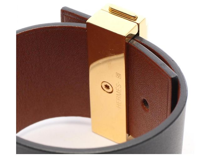 Hermès Brazalete Hermes Collier de Chien Accesorio Negro Dorado - vista 6