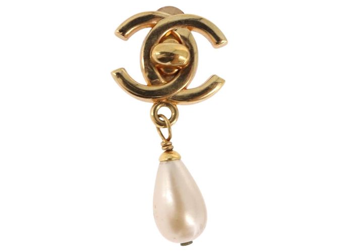 Chanel CC Dangle Clip-On Metal D'oro - vista 7