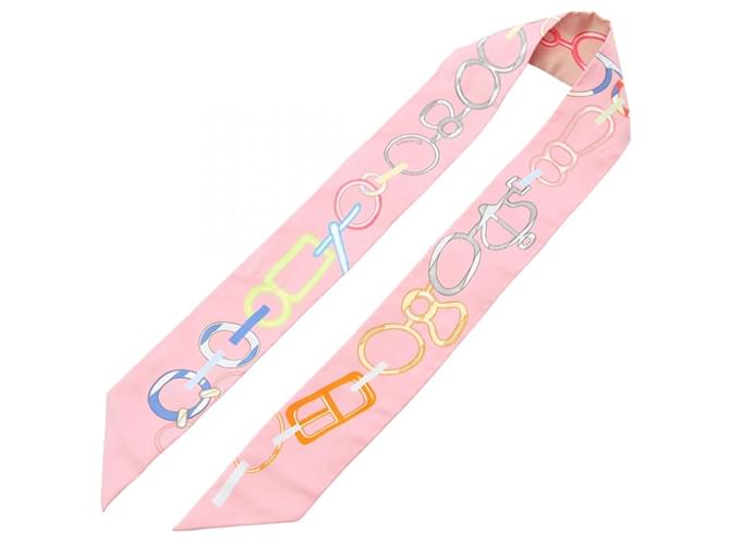 Hermès Sciarpa Hermes Twilly Do Re Boucles Rosa Multicolore - vista 3