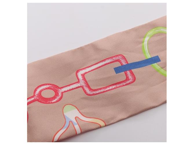 Hermès Sciarpa Hermes Twilly Do Re Boucles Rosa Multicolore - vista 6