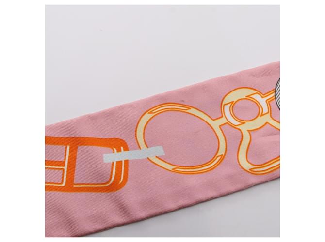 Hermès Sciarpa Hermes Twilly Do Re Boucles Rosa Multicolore - vista 8