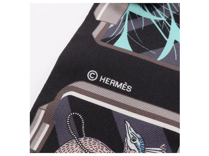 Hermès Twilly Schal Schwarz Bunt Seide Mehrfarben - Ansicht 4