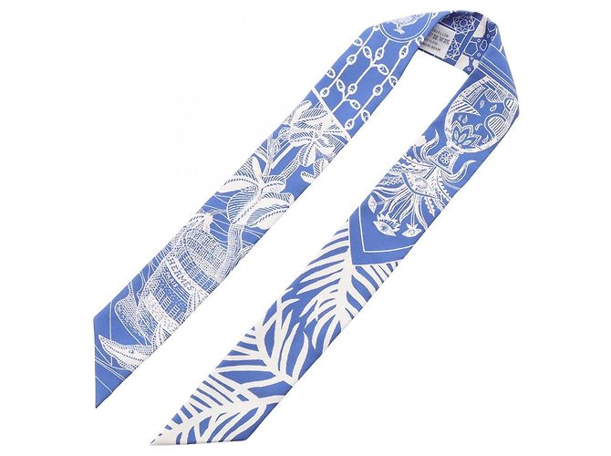 Foulard Hermès Twilly LA DANSE DES AMAZONES Bianco Blu - vista 2