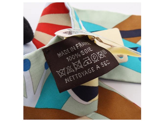 Hermès Hermes Twilly Parade en Fanfare Ribbon Scarf Blu Multicolore Verde - vista 5