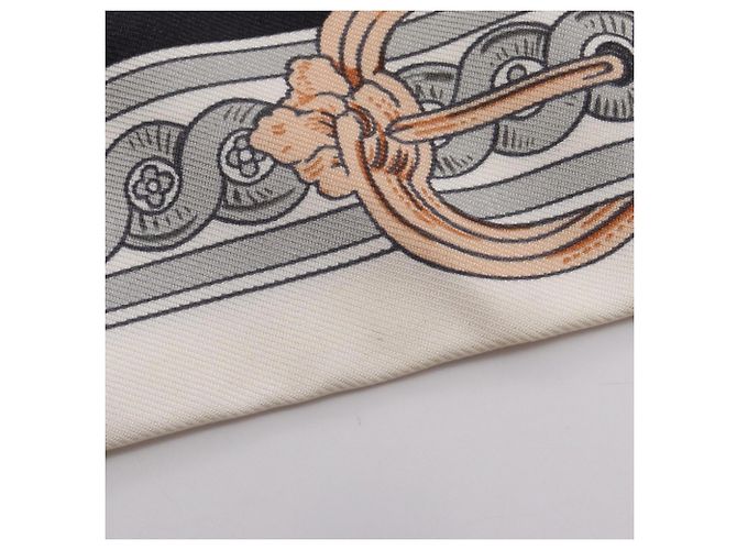 Pañuelo Hermès Twilly BRIDE DE COUR Castaño Negro Blanco - view 6