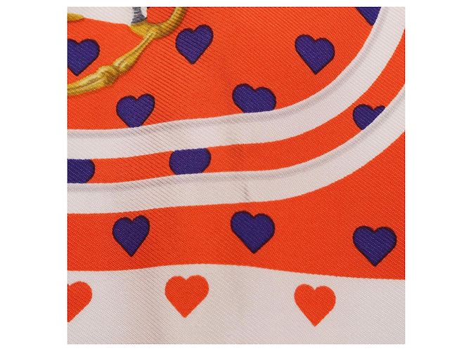 Hermès Hermes Petit Carré 45 Brides de Gala Love Sciarpa Bianco Multicolore Arancione - vista 4
