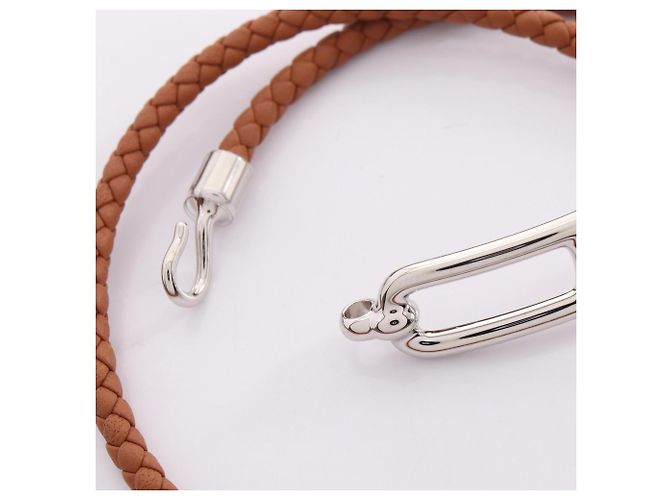 Hermès Pulsera Hermes Roulis Double Tour Castaño Plata - vista 3