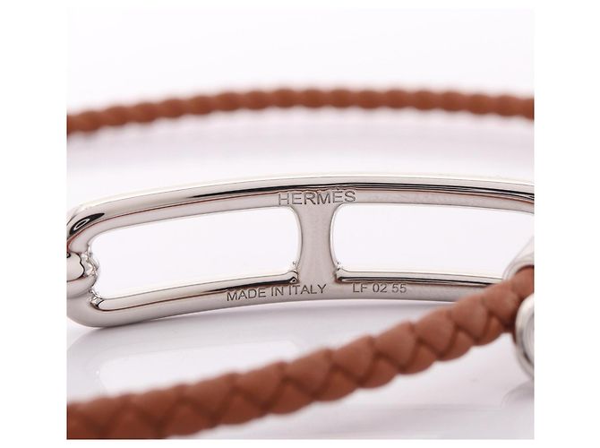 Hermès Pulsera Hermes Roulis Double Tour Castaño Plata - vista 4