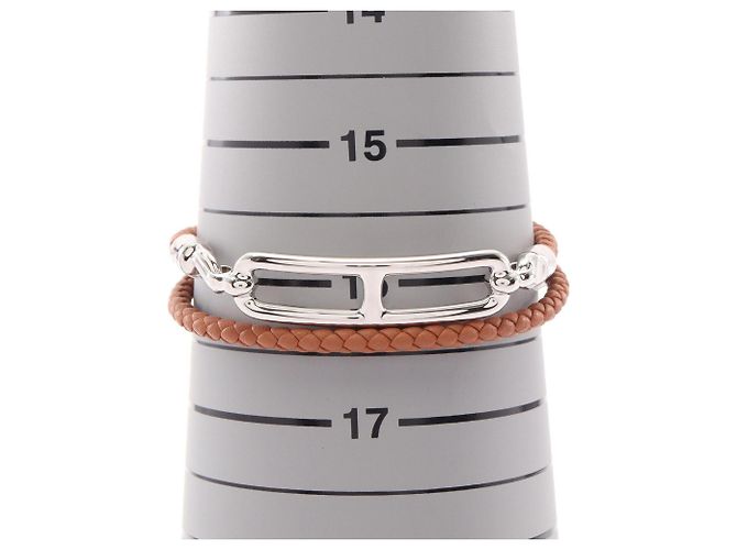 Hermès Pulsera Hermes Roulis Double Tour Castaño Plata - vista 5