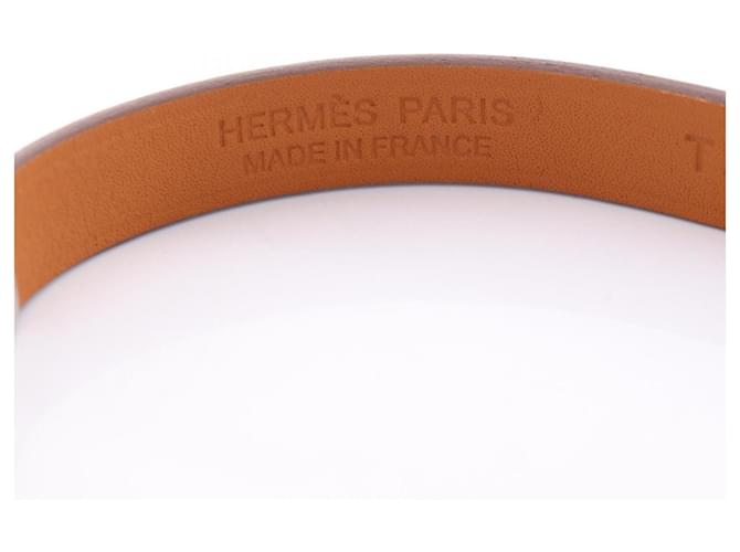 Hermès Bracciale charm Hermes Rivale Mini Etoupe Marrone Argento - vista 4