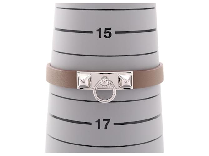 Hermès Bracciale charm Hermes Rivale Mini Etoupe Marrone Argento - vista 6
