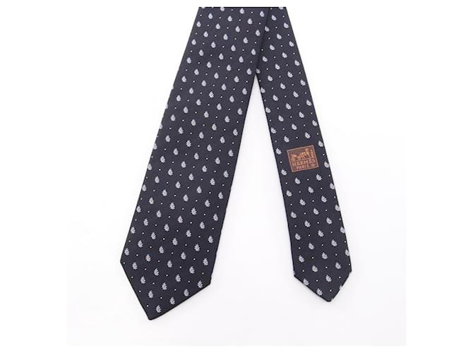 Cravatta in seta Hermès blu navy e arancione Multicolore - vista 2