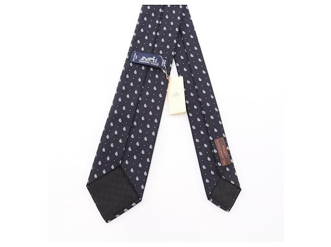 Cravatta in seta Hermès blu navy e arancione Multicolore - vista 3