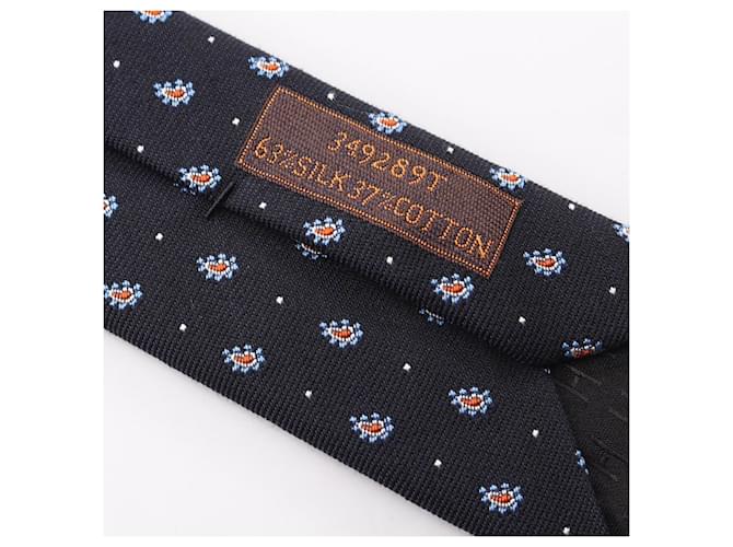 Cravatta in seta Hermès blu navy e arancione Multicolore - vista 5
