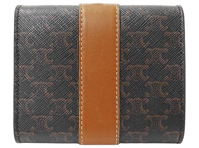Triomphe Céline Celine Brown Leather Bi-Fold Wallet - view 2