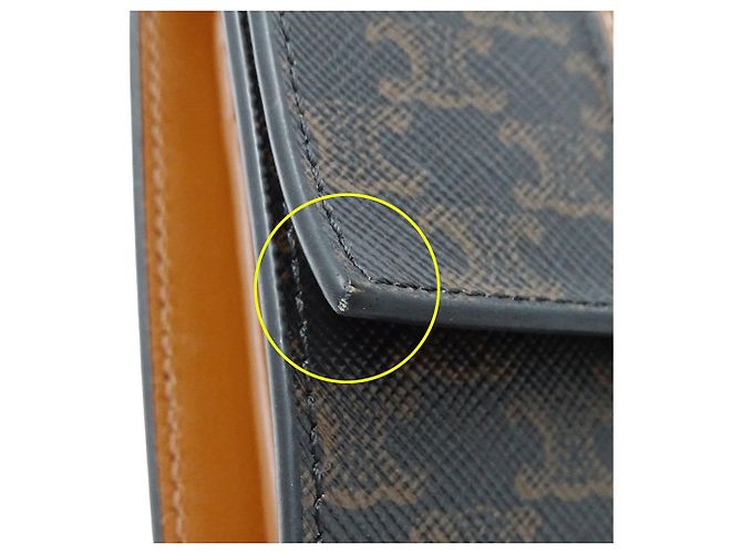 Triomphe Céline Celine Brown Leather Bi-Fold Wallet - view 9