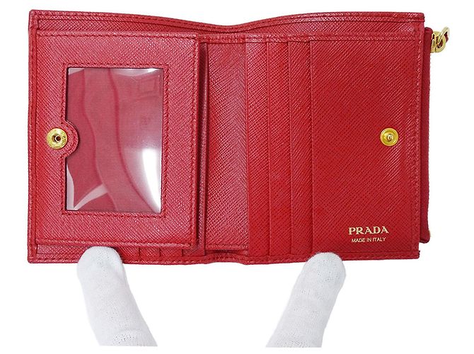 Saffiano Cartera bipliegue para mujer Prada Roja - vista 7