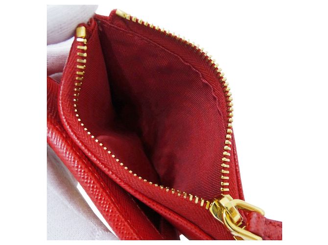 Saffiano Cartera bipliegue para mujer Prada Roja - vista 9