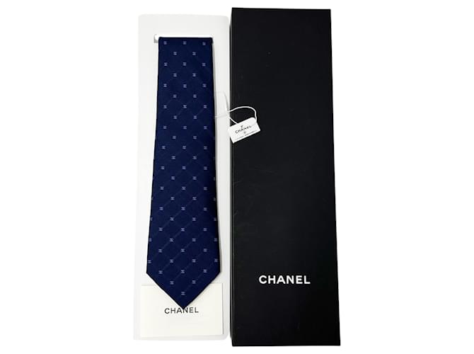 Cravatta in seta Chanel blu navy - vista 8