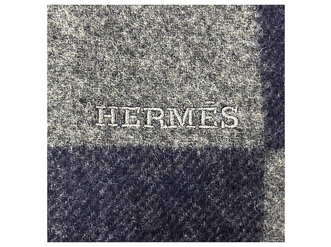 Hermès Stola in cashmere da uomo Hermes Marrone Blu navy - vista 4