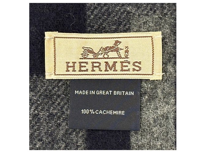 Hermès Stola in cashmere da uomo Hermes Marrone Blu navy - vista 5