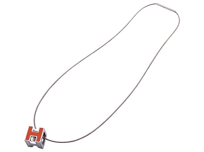 Hermès Collar Hermes Cage d'H H Cube Plata Naranja - Ansicht 2