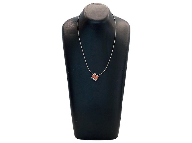 Hermès Collar Hermes Cage d'H H Cube Plata Naranja - Ansicht 6