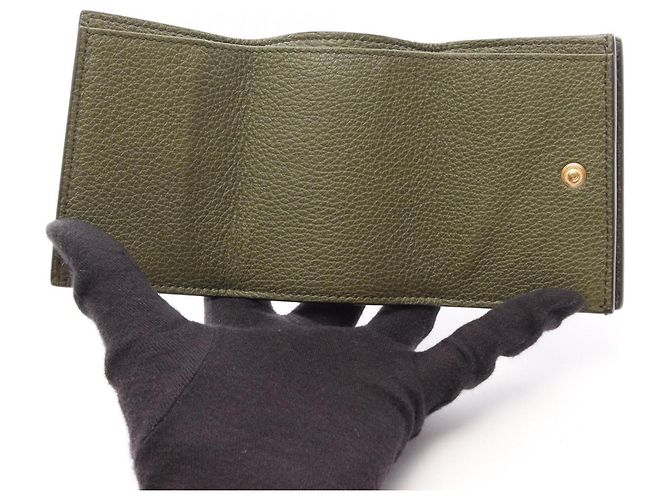 Gucci Mini Wallet Logo Tri-fold Leder - Khaki - Ansicht 3