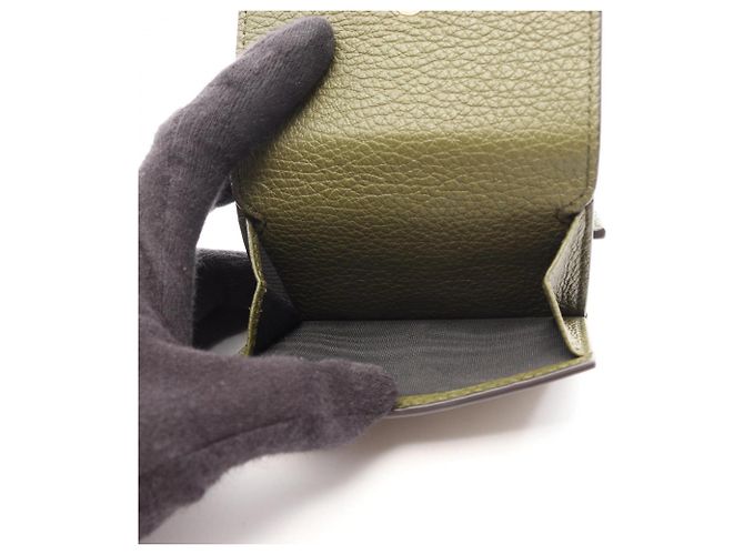 Gucci Mini Wallet Logo Tri-fold Leder - Khaki - Ansicht 4