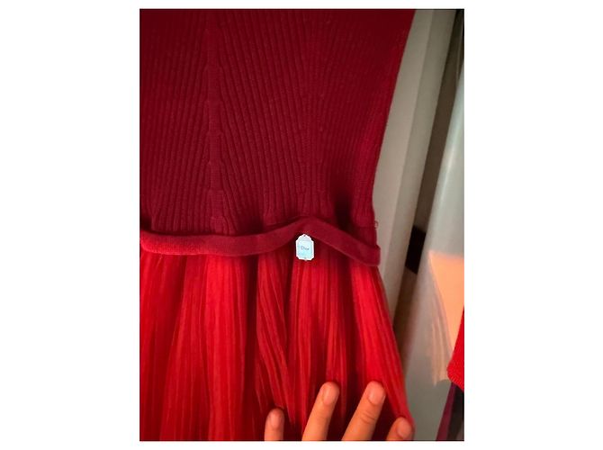 Dior Rotes Strickkleid mit Tüllrock - Ansicht 12