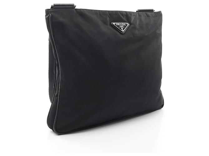 Saffiano Prada Triangle Logo Schultertasche Schwarz - Ansicht 2