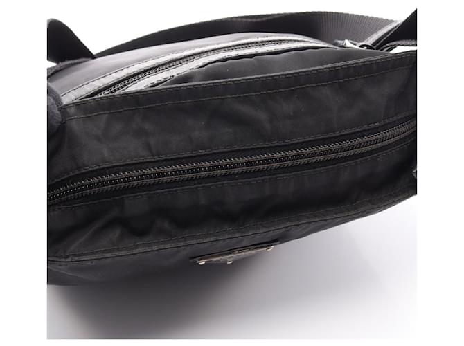 Saffiano Prada Triangle Logo Schultertasche Schwarz - Ansicht 8