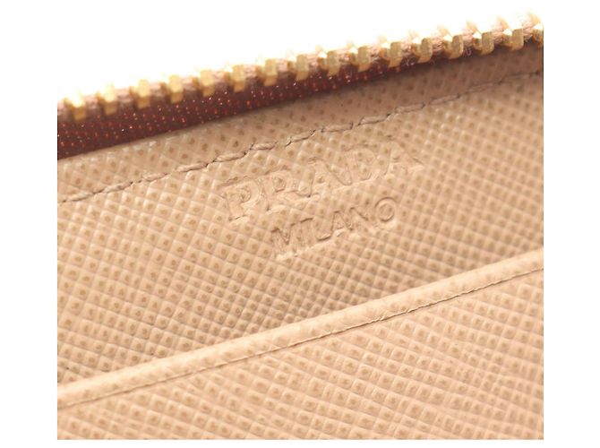 Cartera redonda con cremallera de cuero Saffiano rosa de Prada / Monedero - vista 4