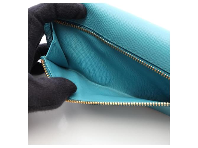 Prada Blue Bi-Fold Long Wallet Blau - Ansicht 13