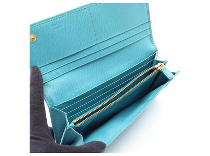 Prada Blue Bi-Fold Long Wallet Blau - Ansicht 3