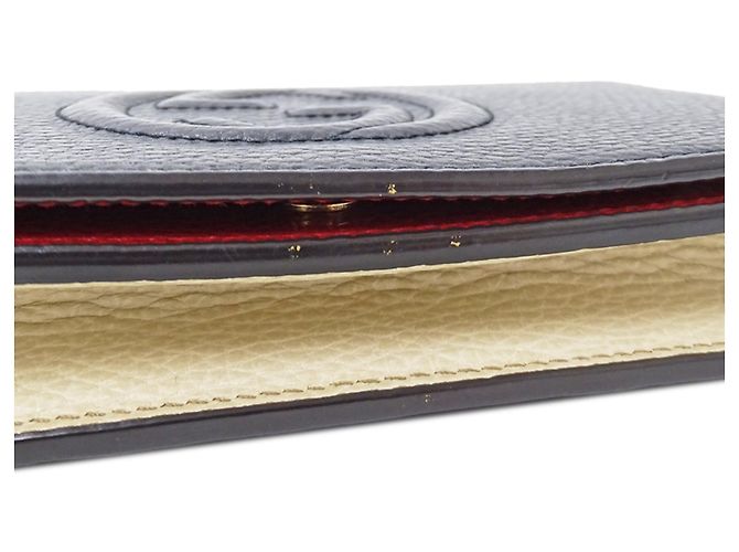 Portafoglio a tracolla con catena in pelle blu navy Gucci - vista 10