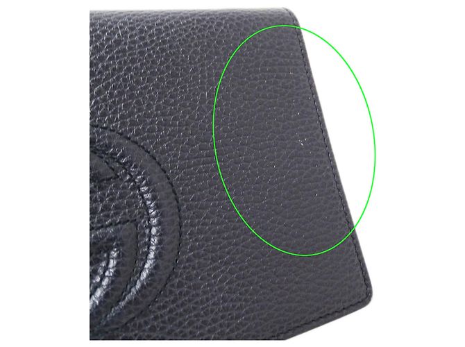 Portafoglio a tracolla con catena in pelle blu navy Gucci - vista 12