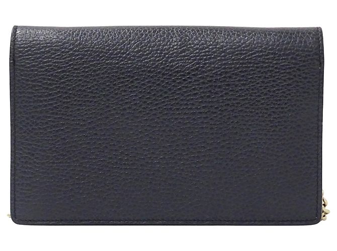 Portafoglio a tracolla con catena in pelle blu navy Gucci - vista 2