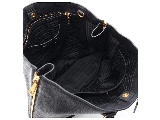 Prada Leder 2-Way Tote Bag Schwarz - Ansicht 3