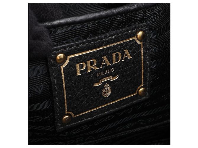 Prada Leder 2-Way Tote Bag Schwarz - Ansicht 4