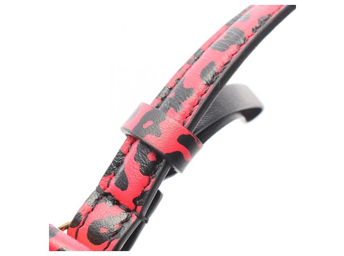 Christian Dior CD Logo Leopardenmuster Mini-Ledergürtel Schwarz Rot - Ansicht 5
