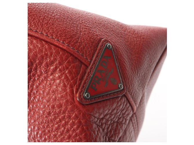 Prada 2-Way Tote Bag aus rotem Leder - Ansicht 12