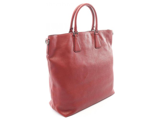 Prada 2-Way Tote Bag aus rotem Leder - Ansicht 2
